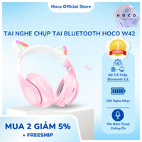 Tai nghe bluetooth chụp tai Hoco W42, Tai chụp mèo cute cho trẻ em có mic đàm thoại, 12h nghe nhạc.