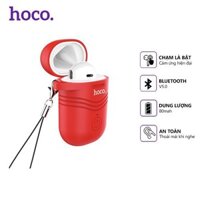 Tai nghe Bluetooth Hoco E39L V5.0 bên trái, hỗ trợ mic cảm ứng, kèm ốp đen/đỏ, tương thích nhiều thiết bị