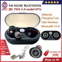 Tai nghe Bluetooth JBL TWS-5.0 model D76 H2Pro, tai nghe true wireless không dây âm thanh tốt, bass căng, có đàm thoại
