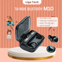 Tai Nghe Bluetooth M10 Pin Trâu Âm Thanh Hay, Tai nghe nhét tai cảm ứng, hộp sạc có màn hình LED