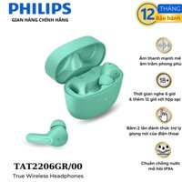 Tai nghe Bluetooth PHILIPS TAT2206PK- Hàng chính hãng- Xanh