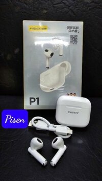 Tai nghe bluetooth Pisen P-1 kiểu dáng Pro3, 2 tai ko nút cao su, có doc sạc [BH: 6 tháng]