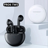 Tai nghe Bluetooth Pro6TWS Tai nghe không dây Air Tai nghe Bluetooth chống nước Tai nghe âm thanh Bass có tai nghe nhét tai điều khiển bằng cảm ứng Mics