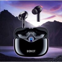 Tai nghe Bluetooth ROBOT Airbuds T30 TWS Black Chính hãng (Cảm ứng, 2 bên, v5.3, 4hrs, Kèm cáp)