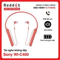 Tai nghe bluetooth Sony In Ear không dây WI-C400 - Hãng phân phối chính thức chất lượng âm thanh sắc nét driver 9mm các nút chặn dây chống rối thuận tiện khi hoạt động mạnh