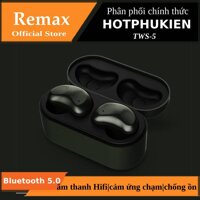 Tai nghe Bluetooth thể thao Remax TWS-5 Airpuds điều khiển cảm ứng (bluetooth 5.0 chống ồn gọi thoại kép hiệu suất âm thanh lớn tặng kèm hộp sạc)(Bảo hành 03 tháng 1 đổi 1) - Phân phối bởi Hotphukien [bonus]