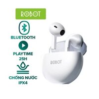 Tai Nghe Bluetooth TWS ROBOT Flybuds T10 - Chơi Nhạc 25H - Chống Nước IPX4 - Thiết Kế Công Thái Học - Hàng Chính Hãng - Màu trắng
