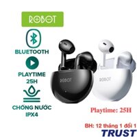 Tai Nghe Bluetooth TWS ROBOT Flybuds T10 Semi-in-ear, Playtime 25H, Chống Nước IPX4 - Chính Hãng