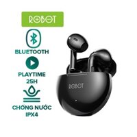 Tai Nghe Bluetooth TWS ROBOT Flybuds T10 - Chơi Nhạc 25H - Chống Nước IPX4 - Thiết Kế Công Thái Học - Hàng Chính Hãng - Màu đen