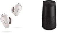 Tai nghe Bose QuietComfort Earbuds II, loa Bluetooth di động Soapstone & SoundLink Revolve (Series II) – Loa không dây chống nước với âm thanh 360°, màu đen.