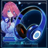 Tai nghe chơi game âm thanh nổi Bluetooth có thể gập lại 2 trong 1 5.0 hình nakano sankan miku Nhật Bản - Glowing-Black Blue Japanese