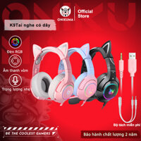 Tai nghe chơi game màu hồng Onikuma K9 Tai mèo Hồng RGB Light 7.1 Tai nghe chơi game dễ thương cho PC PS4 MỚI XB0X ONE Tay cầm cho điện thoại