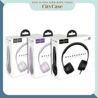 Tai nghe chụp đầu Hoco W21 kết nối jack 3.5mm, mút đệm hạn chế âm thanh phát ra, giảm đau tai, dây dài 1.2m