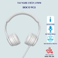 Tai nghe chụp đầu Hoco W21 Xám kết nối jack 3.5mm, mút đệm hạn chế âm thanh phát ra, dây dài 1.2m