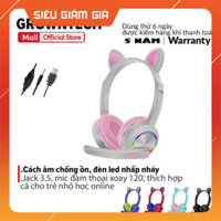 Tai Nghe Chụp HEADPHONE AKZ-020 tai mèo phát sáng tích hợp micro cho laptop, tai chụp nhỏ đeo cho bé