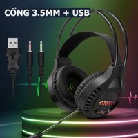 Tai nghe chụp tai AK3 chuyên game có mic và tai nghe dùng cổng 3.5mm dành cho máy tính bàn, đèn led cổng USB