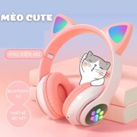 Tai nghe chụp tai bluetooth Mèo cao cấp không dây có micro chơi game headphone bluetooth chụp tai gập gọn tiện lợi