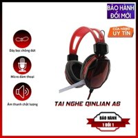 Tai nghe chụp Tai chơi Game Qinlian A6 jack 3.5 Có Micro, dây chống đứt, Tai nghe gaming có mic cho máy tính- điện thoại