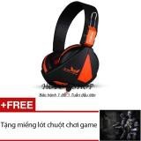 Tai nghe chụp tai chuyên game Ovan có mic X16 (Cam đen) + Tặng Miếng lót Chuột Gaming