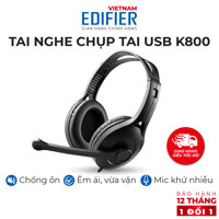 Tai nghe chụp tai có mic EDIFIER USB K800 Chống ồn Chân cắm USB- Hàng chính hãng - Màu đen