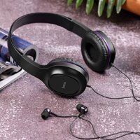 Tai nghe chụp tai HC W24 headphone nghe hay, tặng kèm tai nghe nhét tai 3.5, dây dài 1.2m - Chính hãng