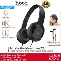 Tai nghe chụp tai Hoco W24 headphone nghe hay, tặng kèm tai nghe nhét tai 3.5 dây dài 1.2m - Chính hãng