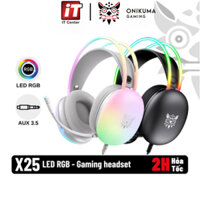 Tai nghe chụp tai ONIKUMA x25 có Mic và đèn RGB thích hợp Tai nghe có dây cho máy tính/ điện thoại