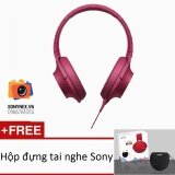 Tai nghe chụp tai Sony Hi-res H.ear On MDR-100AAP (Hồng Bordeaux) + Tặng kèm 1 hộp đựng Tai nghe Sony.