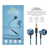 Tai Nghe Có Dây BASEUS H19 Âm Thanh Vòm 6D, Bass Hay 3.5mm, Tai Nghe HIFI Có MIC Dành Cho IPHONE , SAMSUNG , XIAOMI