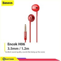 Tai nghe có dây cao cấp Baseus Encok H06 3.5mm thiết kế dạng earpod thoải mái khi đeo , tích hợp nút tăng giảm âm lượng
