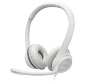 Tai nghe có dây Logitech H390 màu trắng nhạt, Micro lọc ồn, kết nối USB, dùng được cho cả Desktop và Laptop, Hàng chính hãng, bảo hành 24 tháng