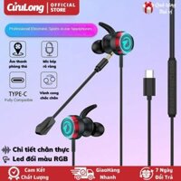Tai Nghe Có Dây Type C Gaming Led Đổi Màu có mic 360 cho điện thoại Samsung Oppo Xiaomi Android máy tính laptop chống ồn nhét tai chơi game