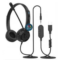 Tai nghe có mic dạy học trực tuyến 2 in 1 (cổng USB & tròn 3.5) Tai nghe máy tính, Laptop, điện thoại BVA1-09