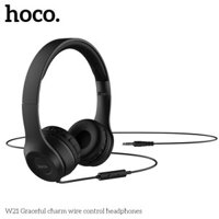 Tai nghe dây Hoco W21 dòng tai nghe chụp tai, dây dài 1.2m có mic, dùng cho máy tính và điện thoại chân cắm 3.5mm
