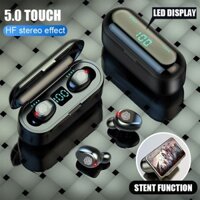 Tai nghe F9 Tai nghe chơi game không dây Bluetooth Stereo BASS Tai nghe nhạc Tai nghe thể thao khử tiếng ồn Tai nghe thể thao Màn hình Led trong tai Tai nghe có micrô