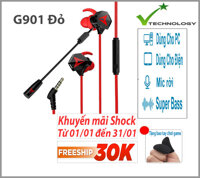 Tai nghe gaming có mic G901 dùng được cho điện thoại và máy tính  Tặng đế xem phim cho điện thoại - Đỏ phối đen