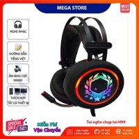 Tai nghe gaming Gnet H99 có mic led RGB - Tai nghe PC siêu bền âm thanh cực hay bass siêu trầm - Bảo hành 12 tháng