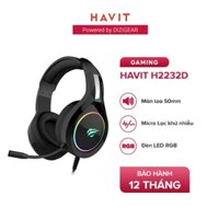 Tai Nghe Gaming Headphone HAVIT H2232D, Driver 50mm, Đèn Led RGB, Mic Khử Nhiễu - Chính Hãng BH 12 Tháng Dizigear