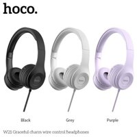 Tai nghe Hoco W21 tai nghe chụp tai cho học sinh sinh viên Jack 3.5mm có Míc loa 40mm mút đệm êm tai dài 1.2m phù hợp học online