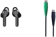 Tai nghe in-ear Skullcandy Indy Fuel không dây - Màu đen thật, kèm cáp sạc Line Round USB-C đến USB-C - Màu xanh dương đậm/Xanh lá cây, chiều dài 4ft