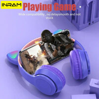 Tai nghe INRAM P47M Tai nghe Bluetooth Tai mèo Bán chạy Dạ quang có thể gập lại stereo Bluetooth 5.0 thẻ Chất liệu ABS song phương giảm tiếng ồn âm thanh nổi siêu dài