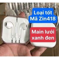 Tai nghe Iphone chân cắm 3,5ly main lưới xanh đen, mã Zin418 loại tốt