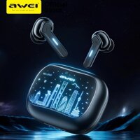 Tai Nghe Không Dây Awei T53 Bluetooth 5.3 TWS Chống Ồn ANC Chống Nước IPX6 Có Đèn Led Nhiều Màu Sắc