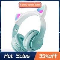 Tai nghe không dây Gradient hình mèo dễ thương Tai nghe Bluetooth có Mic Tai nghe điện thoại âm thanh nổi cho trẻ em Tai nghe trò chơi âm nhạc