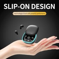 Tai nghe không dây màu đen lấp lánh có màn hình kỹ thuật số, thiết kế trượt thoải mái, cuộc gọi thoại chất lượng cao, hộp sạc - Lý tưởng cho điện thoại thông minh, hộp đựng tai nghe không dây Feiy