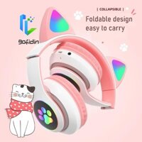 Tai nghe không dây tai mèo GOFIDIN Tai nghe LED chuyển màu Tai nghe trẻ em Trẻ em