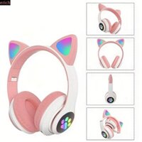 Tai nghe không dây tai mèo KOPIDA, Tai nghe Bluetooth tai mèo có thể gập lại RGB phát sáng, Tai nghe Bluetooth âm nhạc Bảo vệ Gradient Bluetooth qua tai Tai nghe trẻ em
