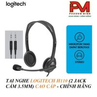 Tai nghe Logitech H110 2 Jack cắm và H111 1 Jack với âm thanh nổi có dây cao cấp - Hàng chính hãng