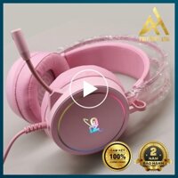 Tai Nghe Máy Tính Có Mic Gaming Led Rgb Headphone Chụp Tai Gnet G09 Màu Hồng Dễ Thương Nghe Nhạc Chơi Game Có Dây
