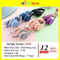 Tai nghe mèo bluetooth chụp tai không dây đèn led 7 màu gấp gọn có mic P47M